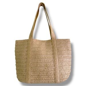 Draper James Straw Bag with Navy Lining